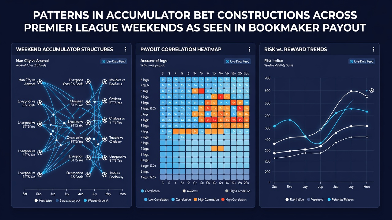 Detailed charts of bookmaker payout distributions for Premier League accumulator bets during weekend rounds
